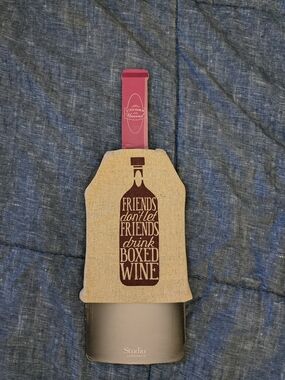 Studio Cream and Blue Wine Bottle Apron